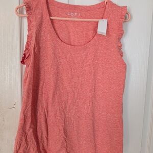 NWT Ann Taylor Loft Ruffled Tank Top, Size Medium, Salmon/Coral, Cute!!